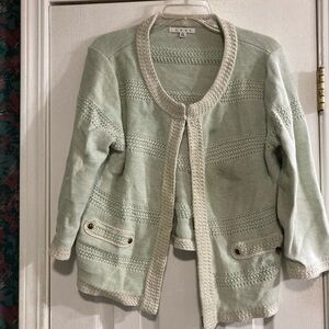 Cabi mint green and cream cardigan XL